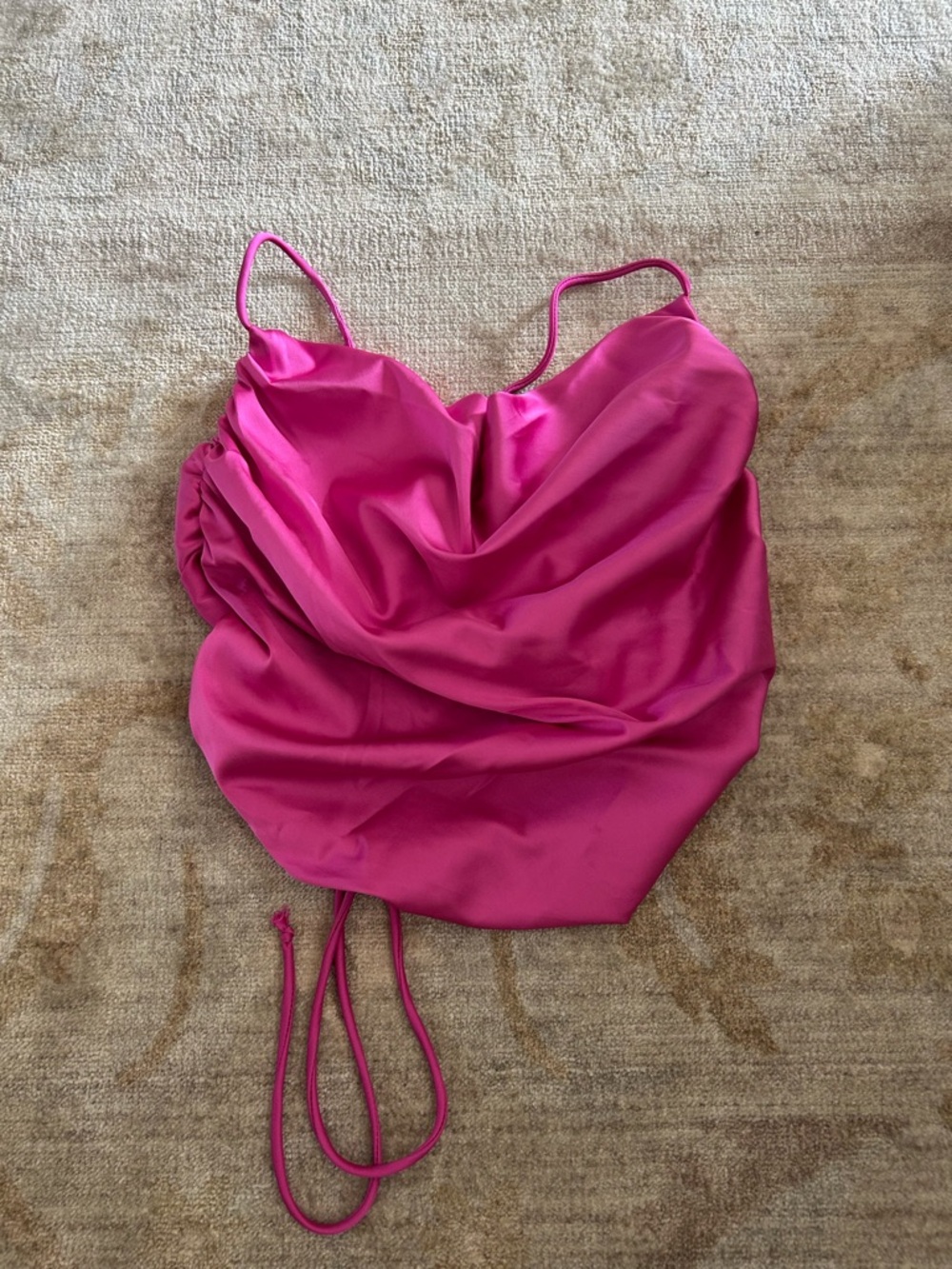 SHEIN Hot Pink Satin Cowl Neck Cami